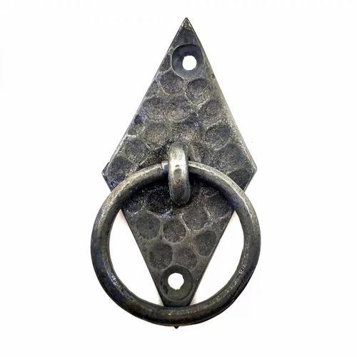 Antika Tarz Dekoratif Pirinç Dik Baklava Halka , Mobilya Kulbu - 82x41 Mm, Oksit