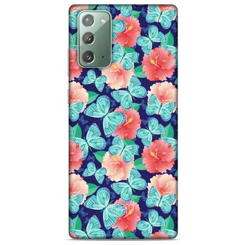 Samsung Galaxy Note 20 Kılıf Kelebek Etkisi (24) Darbe Emici Kılıf Yeşil Beyaz