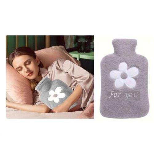 Sıcak Su Torbası Peluş Papatya Desenli Gri  21X13,5X2Cm 500 Ml