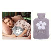 Sıcak Su Torbası Peluş Papatya Desenli Gri  21X13,5X2Cm 500 Ml