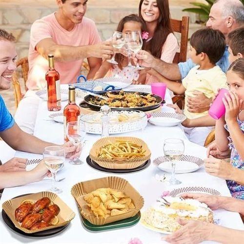50 Adet Air Fryer Pişirme Kağıdı Tek Kullanımlık Yağ Geçirmez Yapışmaz Kare Tabak Model Pvc
