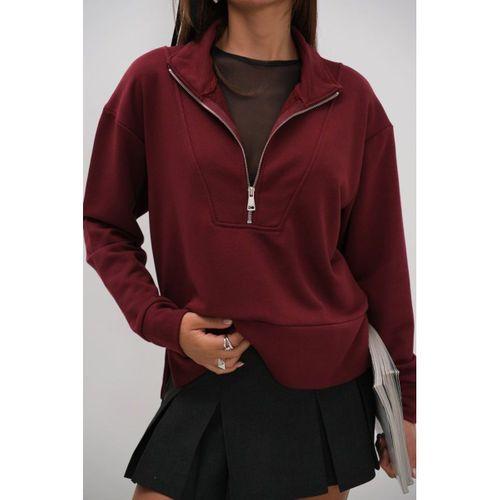 Fermuar Ve Dikiş Detaylı Sweatshirt