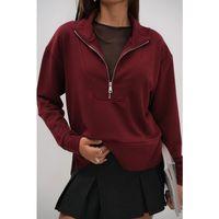 Fermuar Ve Dikiş Detaylı Sweatshirt