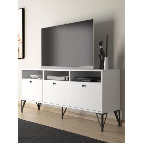 Wood'n Love Rhea 160 Cm Dolaplı, Minifiks Bağlantı, Geniş Tv Ünitesi - Konsol - Beyaz / Siyah