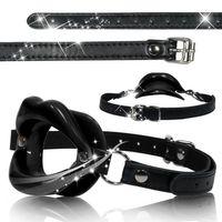 Deri Kemerli Siyah Yumuşak Silikon Dudak Esnek Esaret Ağız Tıkacı Black Open Mouth Lip Gag