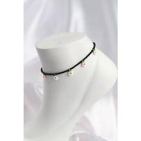 Siyah Renk Boncuklu Papatya Motifli Halhal