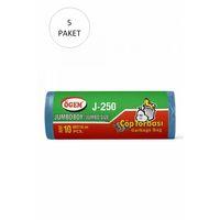 J-250 Jumbo Boy Çöp Torbası 80 x 110 cm 10 Lu Rulo x 5 Paket = 50 Adet (Mavi)