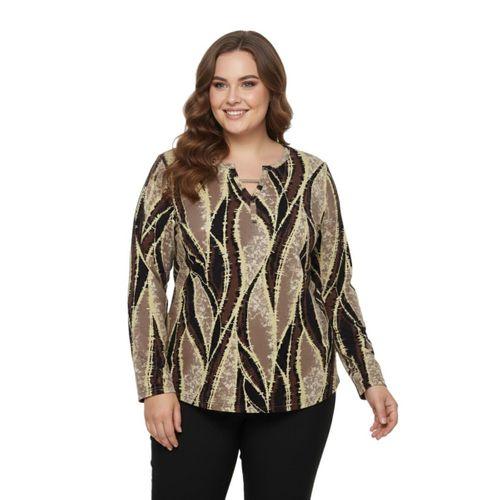 Kadın V Yaka Baskılı 2 Düğmeli Bluz BGL-ST05095