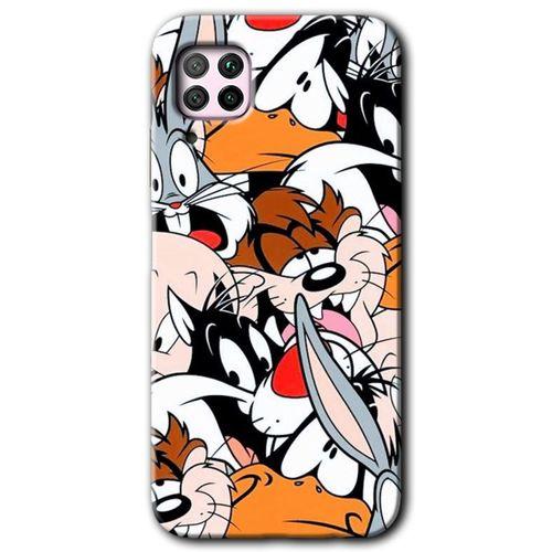 MRCİLETİSİM Huawei P40 Lite Kılıf HD Desen Baskılı Arka Kapak + Temperli Cam - Karakterler