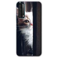 Huawei P Smart 2021 Kılıf HD Desen Baskılı Arka Kapak + Temperli Cam - Kedi Bakışı