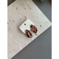 Taşlı Küpe - Kahverengi