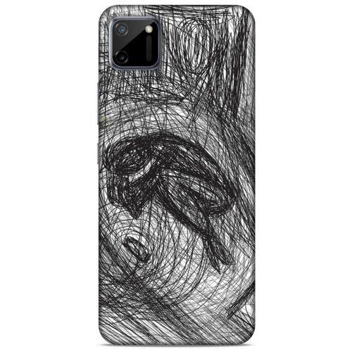 Oppo Realme C11 Kılıf Depresyon (37) Silicone Cover Sarı Lacivert