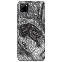 Oppo Realme C11 Kılıf Depresyon (37) Silicone Cover Sarı Lacivert
