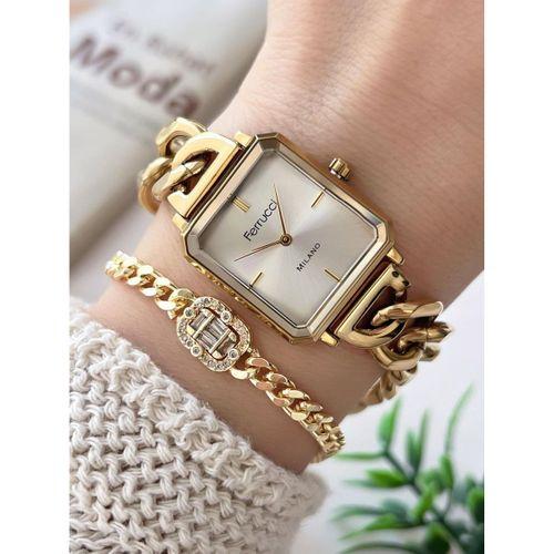 Ferrucci Kadın Kol Saati+Bileklik Özel Seri Çelik Kordon Kararma Renk Atma Yapmaz VS.BLKT.0738