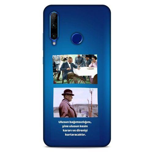 Huawei Y6P Kılıf Atatürk (6) Silikon Kılıf Koyu Mavi