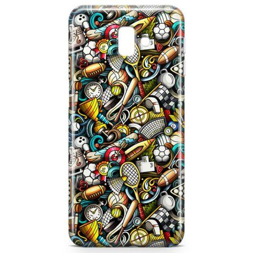 Samsung Galaxy J6 Plus Kılıf Sporcu Doodle Arka Kapak Koruma Desenli Full Koruyucu