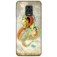 Xiaomi Redmi Note 9S Kılıf Dragons (21) Koruyucu Kapak Ejderha Dövme Sarı