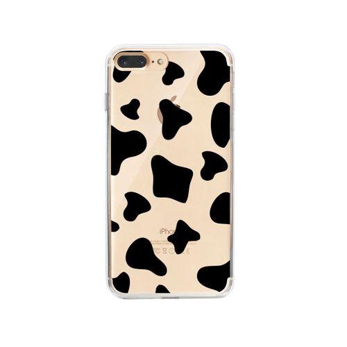 iPhone 8 Plus İnek Desenli Premium Şeffaf Silikon Kılıf