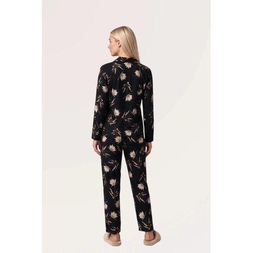 Kadın Pijama Takımı - Önden Düğmeli Uzun Kol