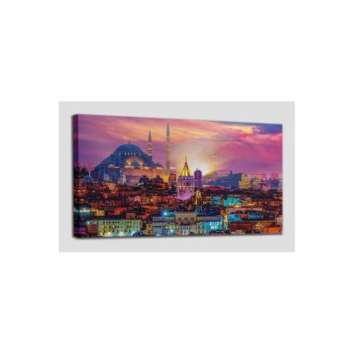 Galata Kulesi Gece Görünüm Dekoratif Kanvas Tablo 1217