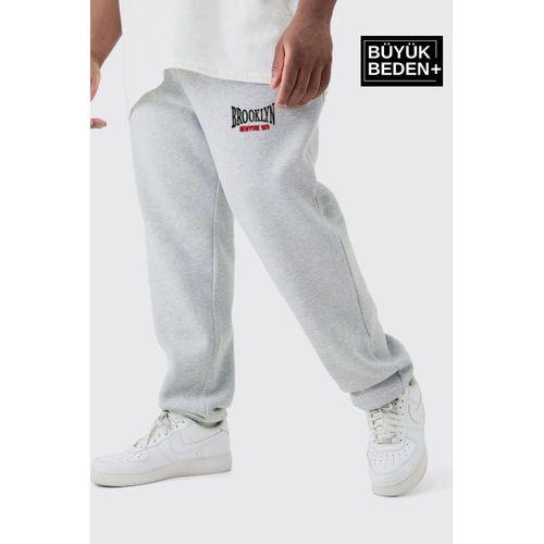 Erkek Büyük Beden Paça Lastikli Buyuk Brooklyn Baskılı İnce Eşofman Altı  SPR24BEA49