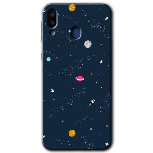 Samsung Galaxy M10 Kılıf HD Desen Baskılı Arka Kapak + Temperli Cam - Çizim Gezegen