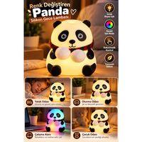 Yatak Odası Çocuk Odası İçin Renk Değiştiren Panda Silikon Gece Lambası