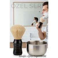 Klasik Tıraş Seti – Ahşap Saplı Fırça & 304 Paslanmaz Çelik Tıraş Tası