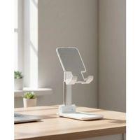 Ayarlanabilir Ergonomik Katlanabilir Masaüstü Telefon Tutucu Beyaz