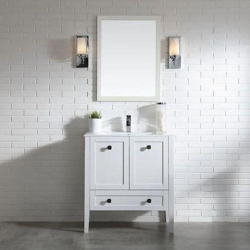 beyaz ahşap banyo dolabı