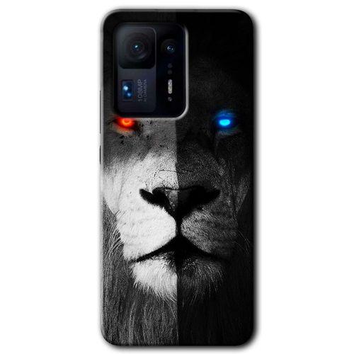MRCİLETİSİM Xiaomi Mi Mix 4 Kılıf HD Desen Baskılı Arka Kapak+Temperli Cam - Fire and Ice Lion