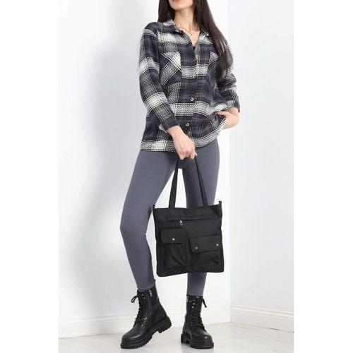 pilelistore Çift Cep Oduncu Gömlek Fümebeyaz1
