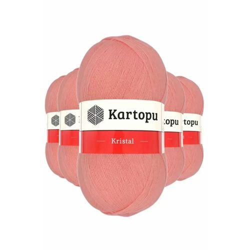 5 Adet Kristal Çift Katlı El Örgü Lif İpi Koyu Somon K1217 - kartopu mudanis