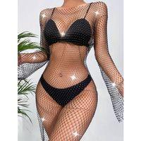 Işıltılı File Detaylı Uzun File Gece Elbisesi & Taş İşlemeli Parti Modeli-gece & Davet Şıklığı