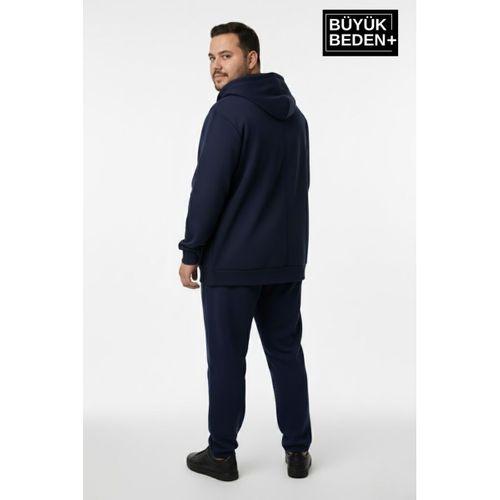 Erkek Büyük Beden Fermuarlı Kapüşonlu Chef Baskılı Sweatshirt Hırka - Rahat Kalıp SPR26BHR921