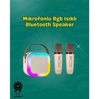 İki Mikrofonlu Renkli Led Işıklı Karaoke Cihazı