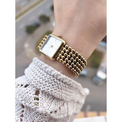 Essence Vintage Seri Küçük Köşeli Kasa Çelik Kararma Renk Atma Yapmaz Kadın Kol Saat+Bileklik 6959.3