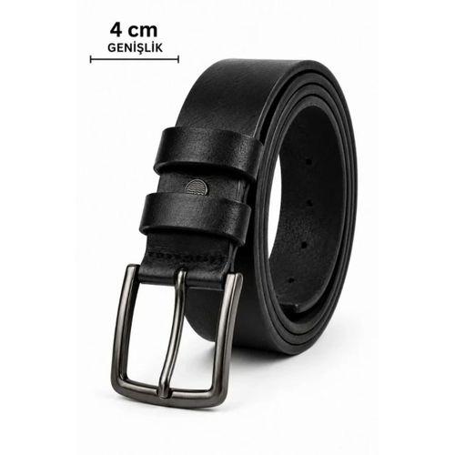 Erkek Hakiki Deri 4 Cm Klasik Kemer Metal Tokalı Günlük Ve Klasik Kullanım