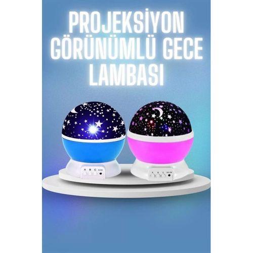 Renkli Yıldızlı Gökyüzü Projeksiyon Gece Lambası Pilli Ve Usb Kablolu