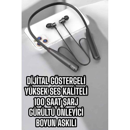 Dijital Göstergeli Kulak İçi Kablosuz Bluetooth Kulaklık Boyun Bantlı