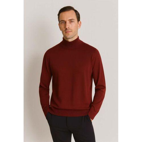 Fincher Yarım Balıkçı Regular Fit Boğazlı Erkek Kazak - Bordo