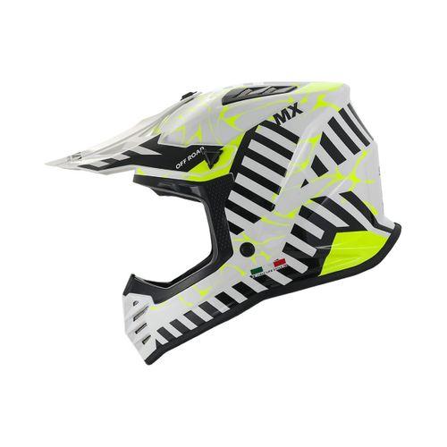 Kask Fullface Alert Çocuk Kaskı Beyaz-Siyah-Neon Yeşil XL