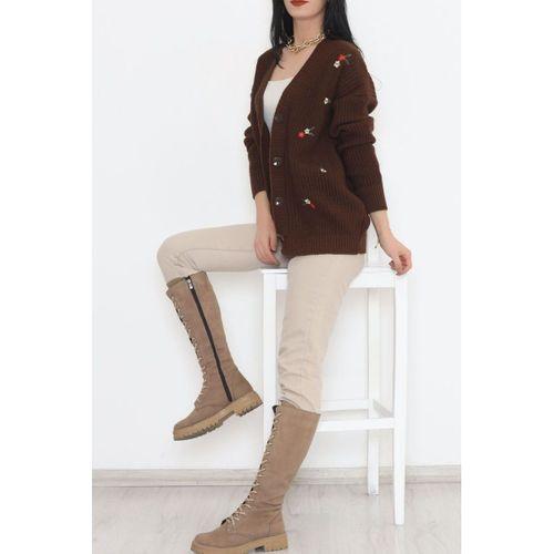 Nakışlı Hırka Acıkahve - 383.1577.