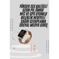 Akıllı Saat 3 Kordonlu Ve Aksesuarlı Bayanlar Için Şık Rose Renk