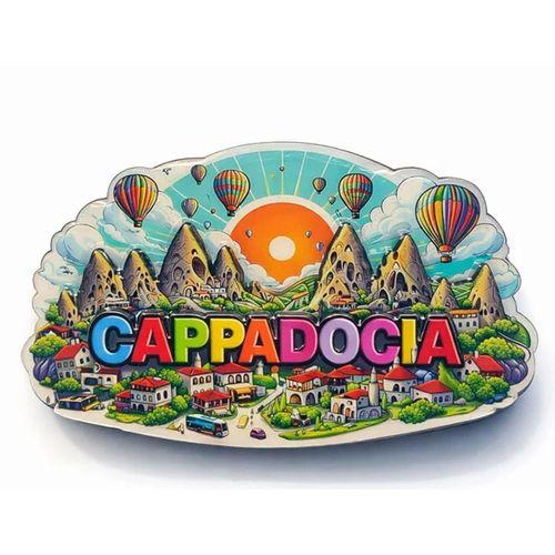 Kapadokya Temalı Ahşap Buzdolabı Magneti Model 5