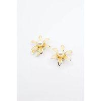 İncili Düğme Broşu - Altın