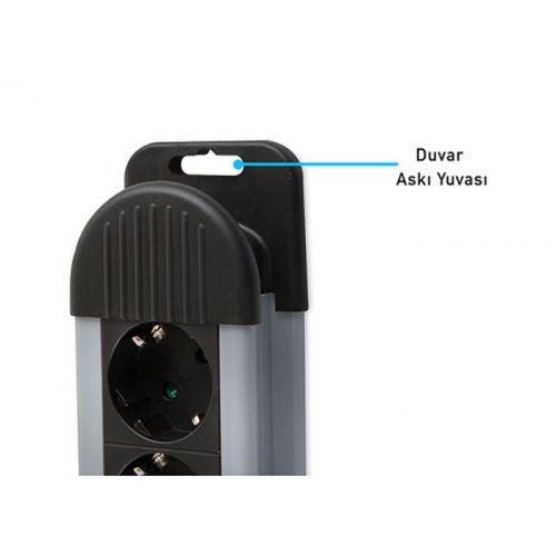 S-LINK Swapp SPGKS05, 5 Soket, Akım Korumalı Priz, 1.5Mt Kablo, 900 Joule (Gri) %100 Bakır