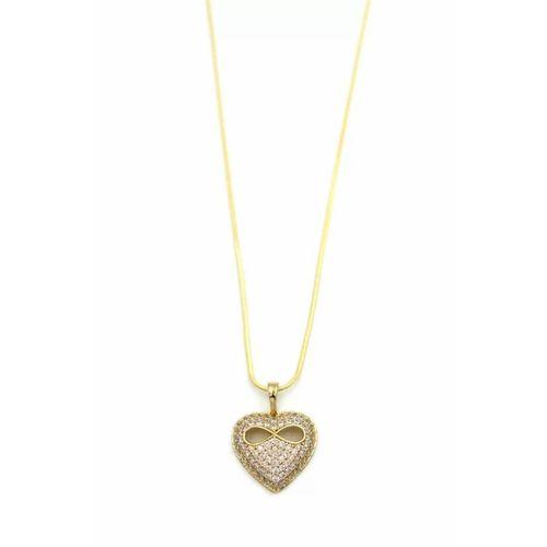 Sonsuz Aşk Taşlı Kalp Kolye - 14K Altın