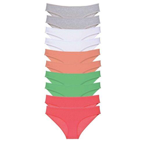 10 adet Süper Eko Set Likralı Kadın Slip Külot Gri Beyaz Pudra Yeşil Fuşya