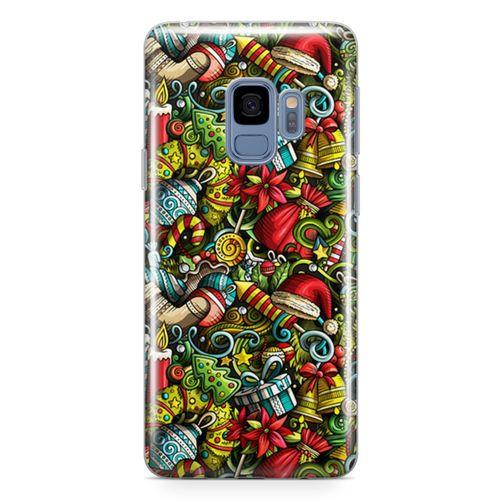 Samsung Galaxy S9 Kılıf Yılbaşı Süsleri Doodle Arka Kapak Koruma Desenli Full Koruyucu